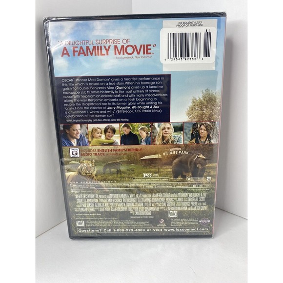We Bought A Zoo DVD - We Bought A Zoo Movie - Matt Damon - NEW SEALED - Picture 2 of 5